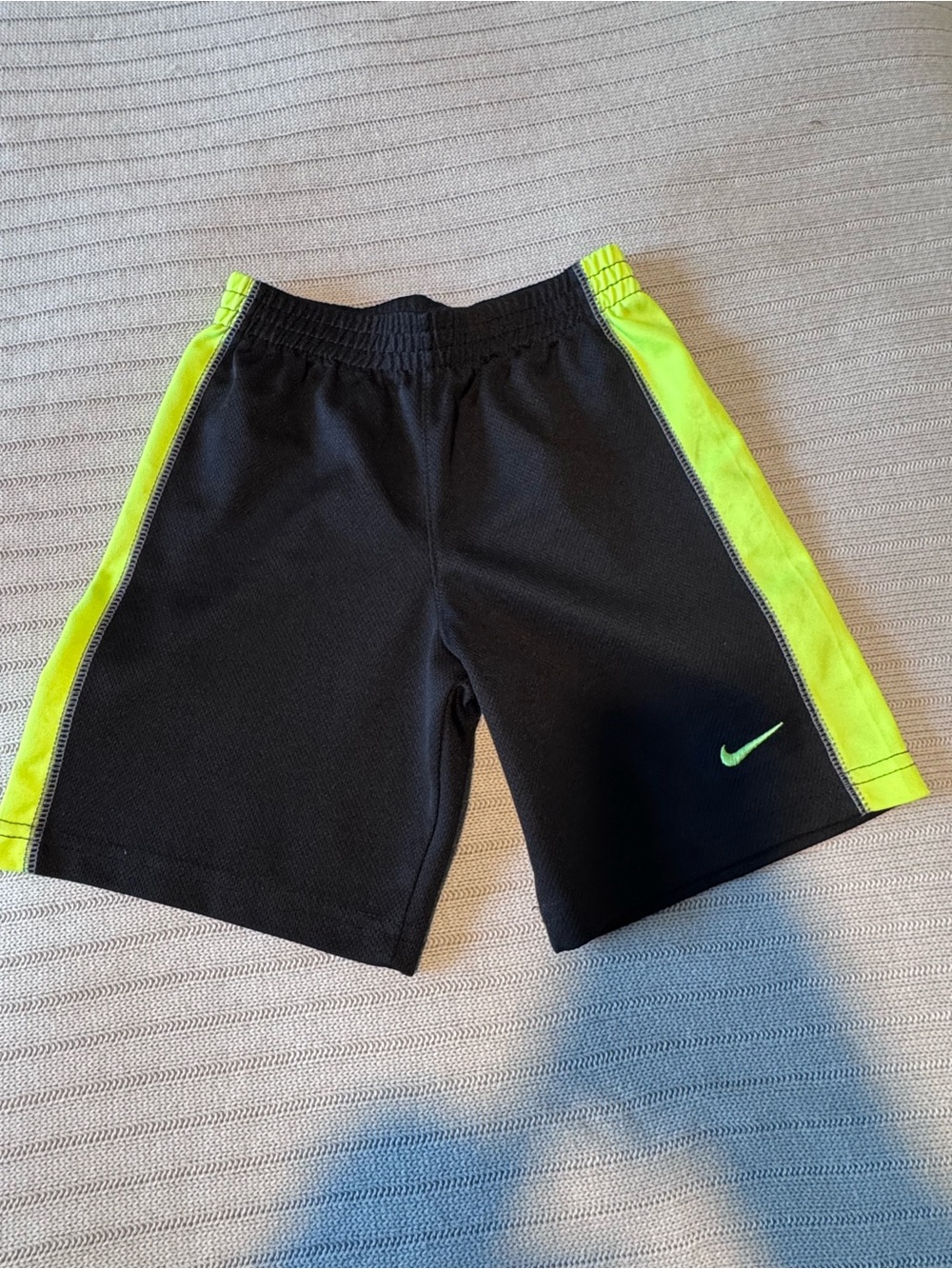 Nike Kids Black Shorts with Neon Green Side Panels